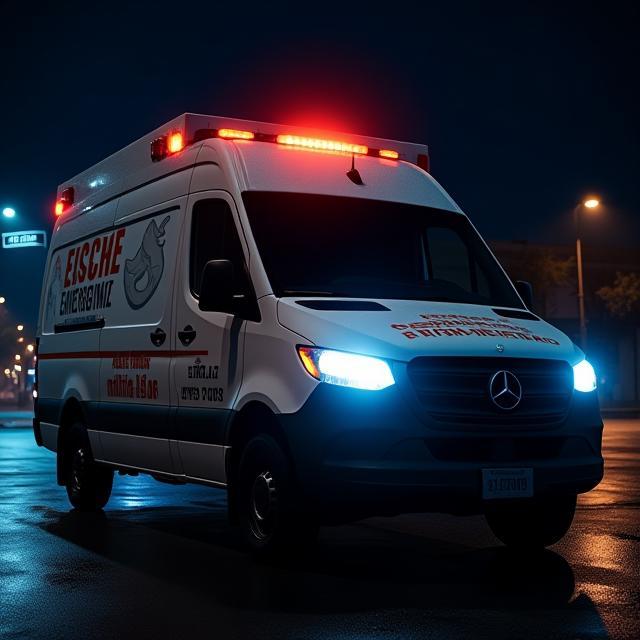 Emergency HVAC repair van at night